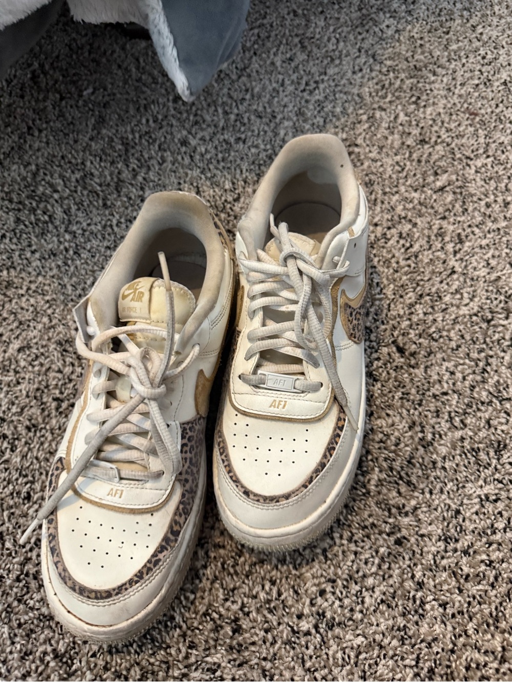 Nike Air Force 1 Low — Cream, Gold & Leopard Accent